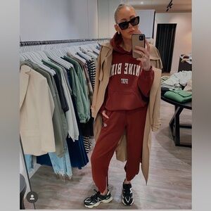 Anine Bing Harvey Cotton Sweatshirt Anine Bing Sport Size XS NEW dark cherry
